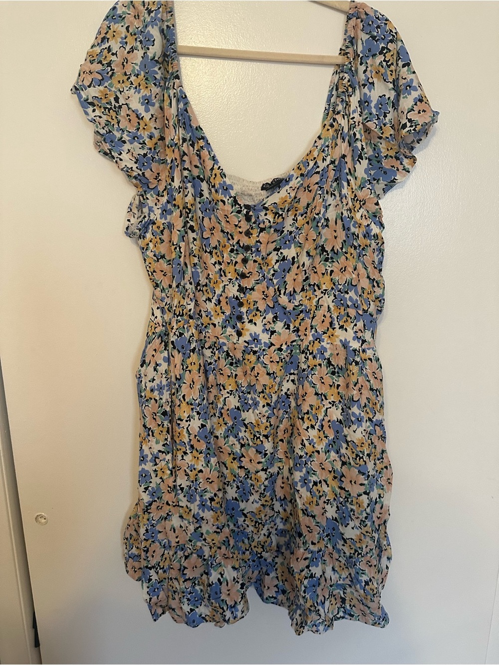 City Chic Blue and Peach Floral Short Dress